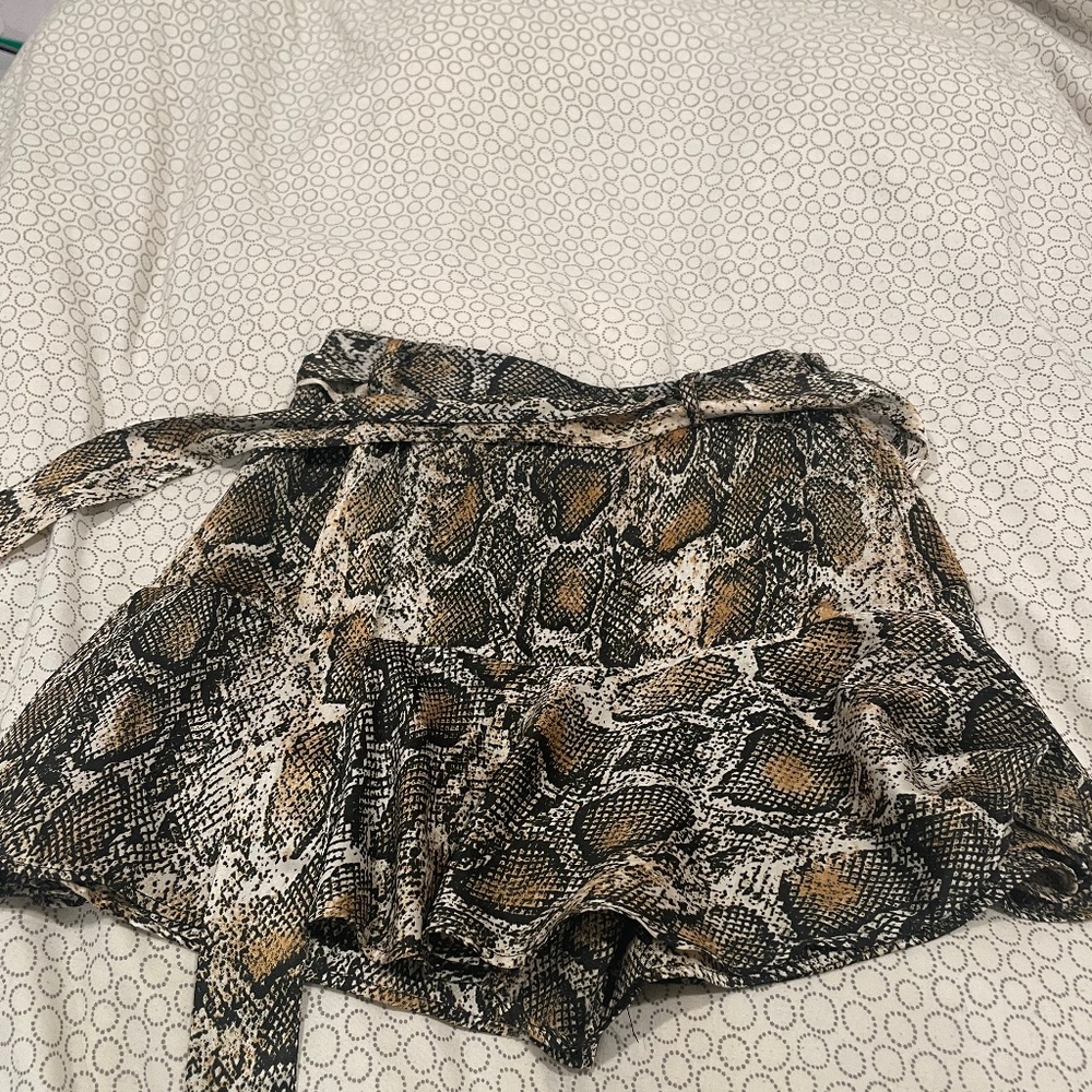 Zara snake print skirt in layed with short underneath